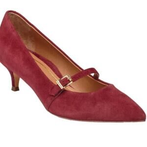 Vionic Women's Minnie Wine Kitten Heel Suede Shoes Sz 6 EU 37